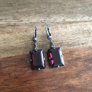 Burgundy Rectangular Gem Earrings